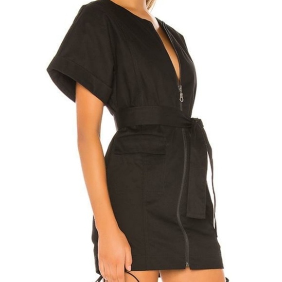 Lovers + Friends Ashwood Mini Dress Ebony Black Zip Front Small - Picture 2 of 7